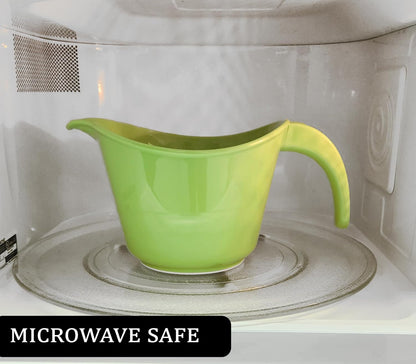 Reston Lloyd Batter Mixing Bowl with Pour Spout, 2 Quart, Heavy Duty BPA-Free Plastic - Microwave & Dishwasher Safe, Non-Slip Base, Ergonomic Space Saving Detachable Handle