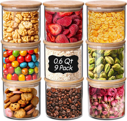 ComSaf 2Pcs Large Glass Storage Containers with Lids 4Qt, 1 Gallon Wide Mouth Flour Sugar Storage Containers, Large Capacity and Sealed for Rice, Cereal, Oat, Easy Clean and Scoop, Pantry Organization