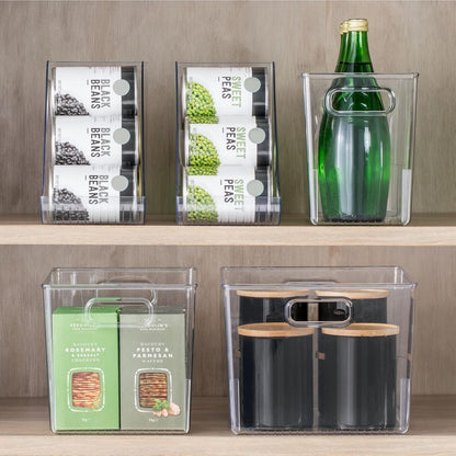 mDesign Plastic Storage Organizer Container Bin for Kitchen Organization in Pantry, Cabinet, Countertop Fridge, Refrigerator, and Freezer - Hold Food, Drink, or Snacks, Ligne Collection, 4 Pack, Clear