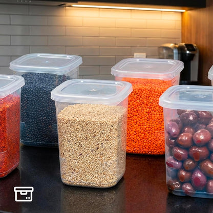 10 Pack 39 oz Airtight Food Storage Containers with Attached Hinged Lids – Stackable BPA Free Plastic Pantry Storage Containers for Flour, Sugar & Cereal – Clear Kitchen Containers