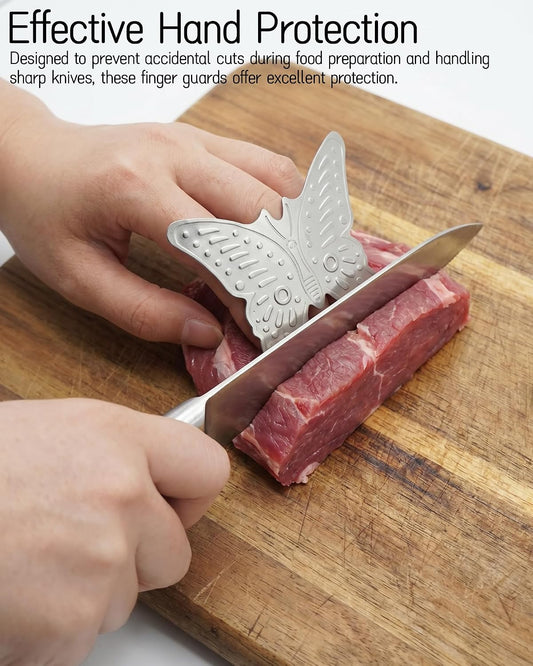 Adjustable Stainless Steel Finger Guards for Cutting Food - 2-Piece Safe Hand Protection for Vegetable Slicing, Fruits, and Meat Chopping