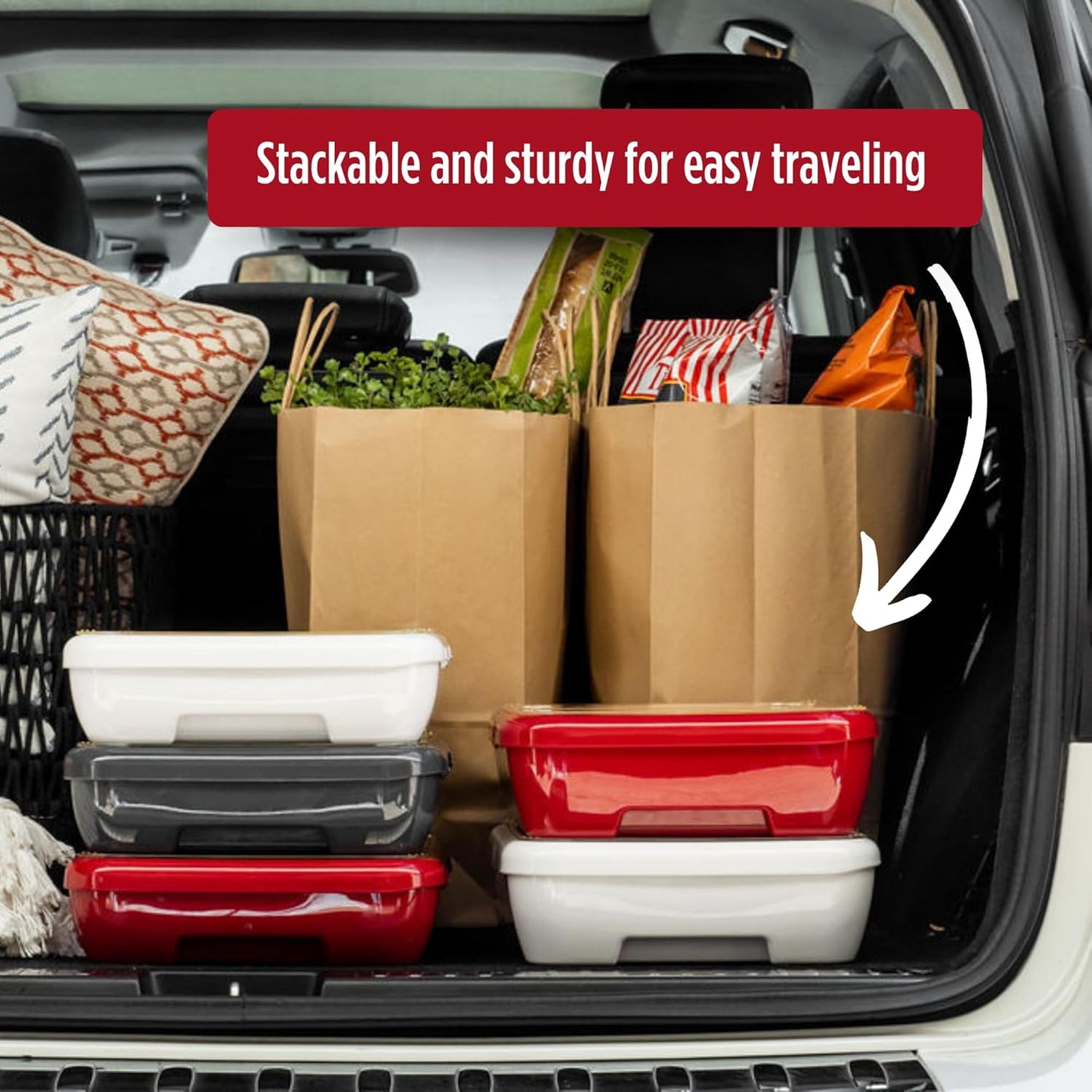 Fancy Panz Red Premium Aluminum Foil Pan Carrier with Secure Latch Lid - Reusable Casserole Carrier for Half Size Pans - Food Transport Holder for Potlucks, Parties, Tailgates & Entertaining