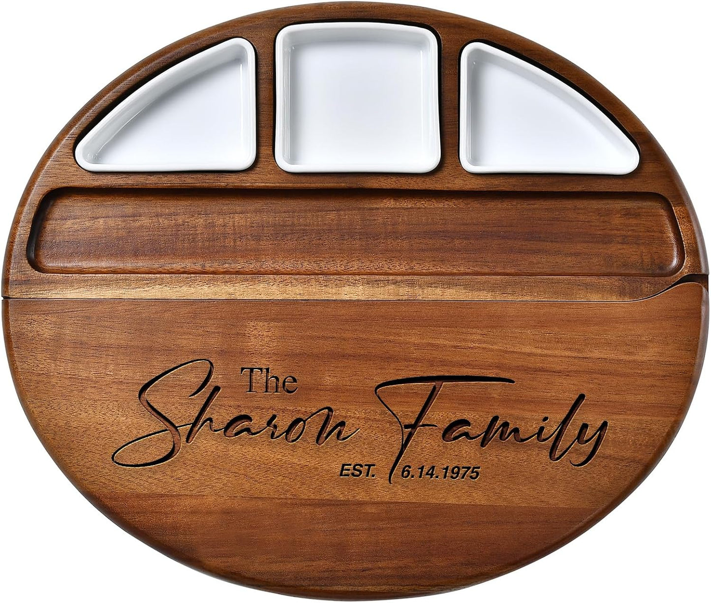 Shanik Acacia Wood Lazy Susan Cheese Board Set – Rotating Charcuterie Platter, Elegant Serving Tray for Appetizers, Snacks, Parties & Weddings