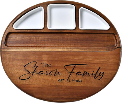 Shanik Acacia Wood Lazy Susan Cheese Board Set – Rotating Charcuterie Platter, Elegant Serving Tray for Appetizers, Snacks, Parties & Weddings