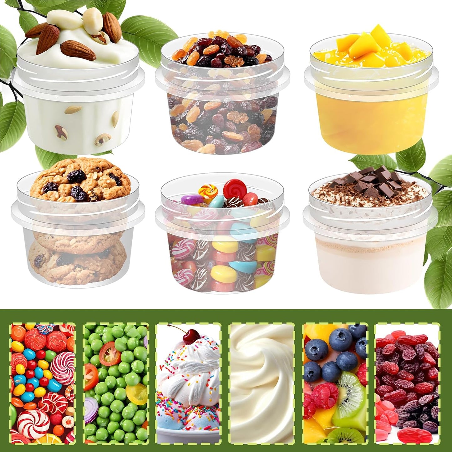 10 Pack 4oz Reusable Small Plastic Containers with Screw Lids, Small Food Storage Freezer Containers, Stackable Food Storage Jars, Sauce Condiment Jars Lunch Box Accessories