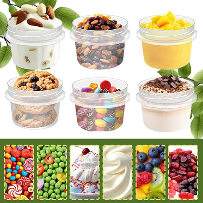 10 Pack 4oz Reusable Small Plastic Containers with Screw Lids, Small Food Storage Freezer Containers, Stackable Food Storage Jars, Sauce Condiment Jars Lunch Box Accessories