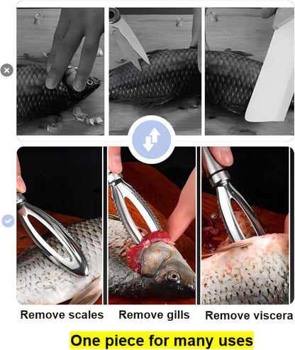 Fish Scale Remover,304 Stainless Steel Fish Scaler Easy Use Fish Descaler Tool,Fish Scaler Remover Lung Remover for Family Kitchen,Easy to Clean Kitchen Tool(9.65 * 1.26in)-SATONBEYI