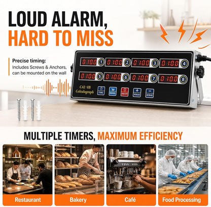 Relaxweex Commercial Digital Kitchen Timer for Cooking, 8 Channel