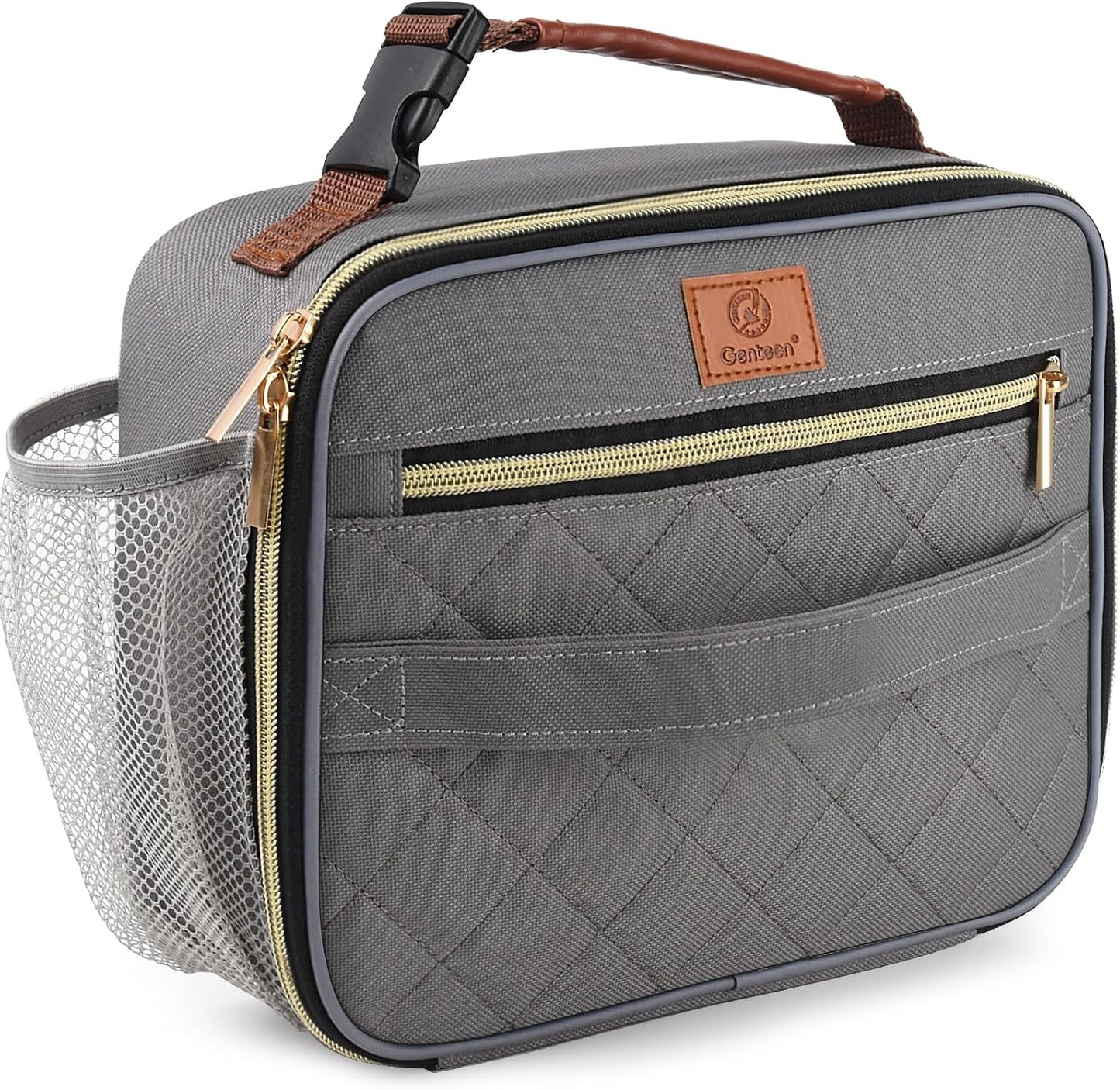 Genteen Lunch Box for Kids, Boys - Insulated Small LunchBox Reusable, Zip Closure & Buckle Handle, Portable Cooler for Work, School, Travel (Lake Green)