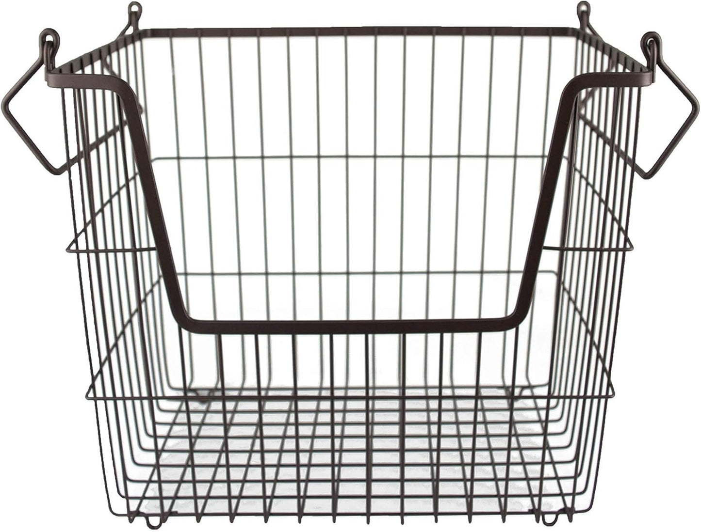 DII Metal Wire Mesh Stackable Utility Storage Bin, Small Round, 12x12x10", Bronze