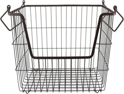 DII Metal Wire Mesh Stackable Utility Storage Bin, Small Round, 12x12x10", Bronze