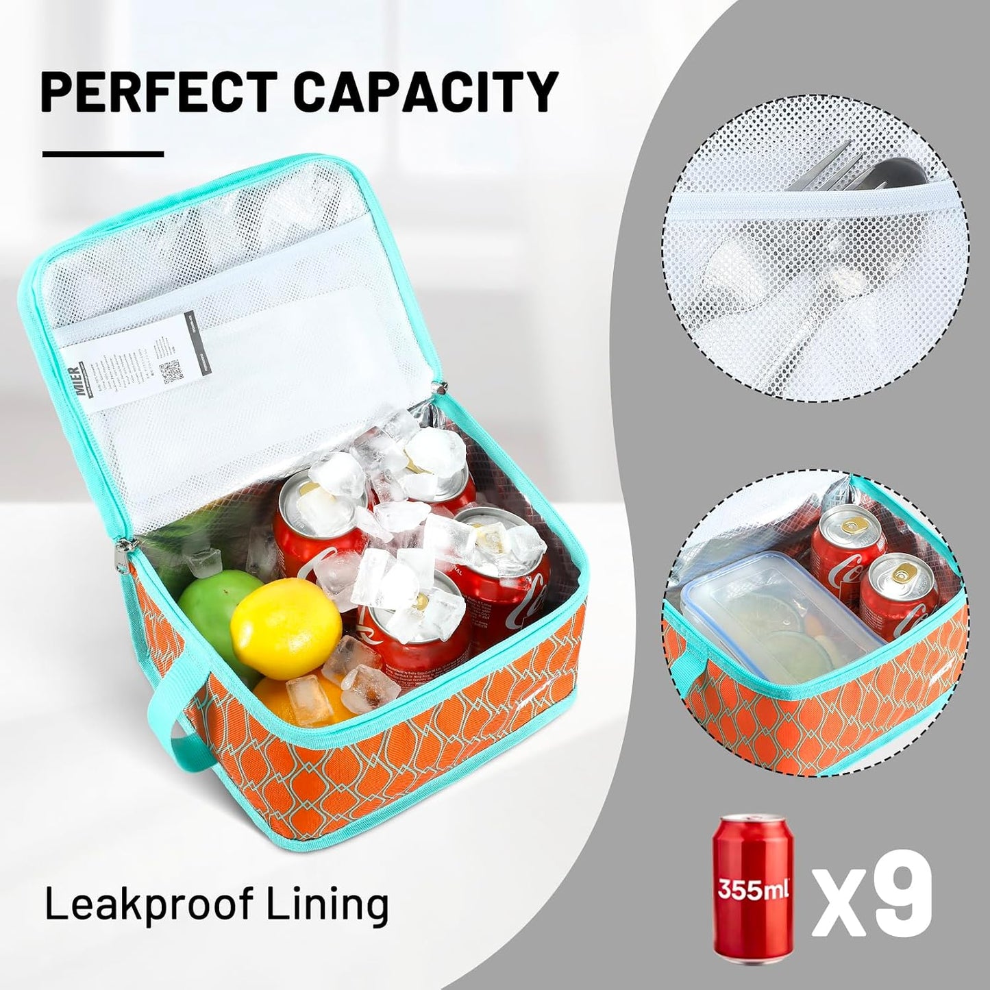 MIER Small Lunch Bag for Kids & Adults Compact Insulated Lunch Box Portable Thermal Mini Cooler for Work School Travel, Bluesteel