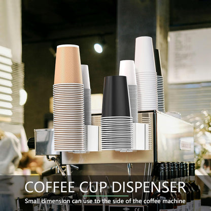 Cup Dispenser 2 Seats, Holder for 2-16 OZ Paper & Plastic Disposable Cups, Adhesive Cup Dispenser Wall Mount for Water Cooler, Coffee Station, Office, Bathroom, Wall (Dark Gray)