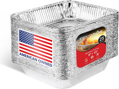 Stock Your Home 9x13 Aluminum Trays with Lids (10 Pack) – Disposable Half Size Deep Pans for Cooking, Storage, BBQ, Grilling, Catering