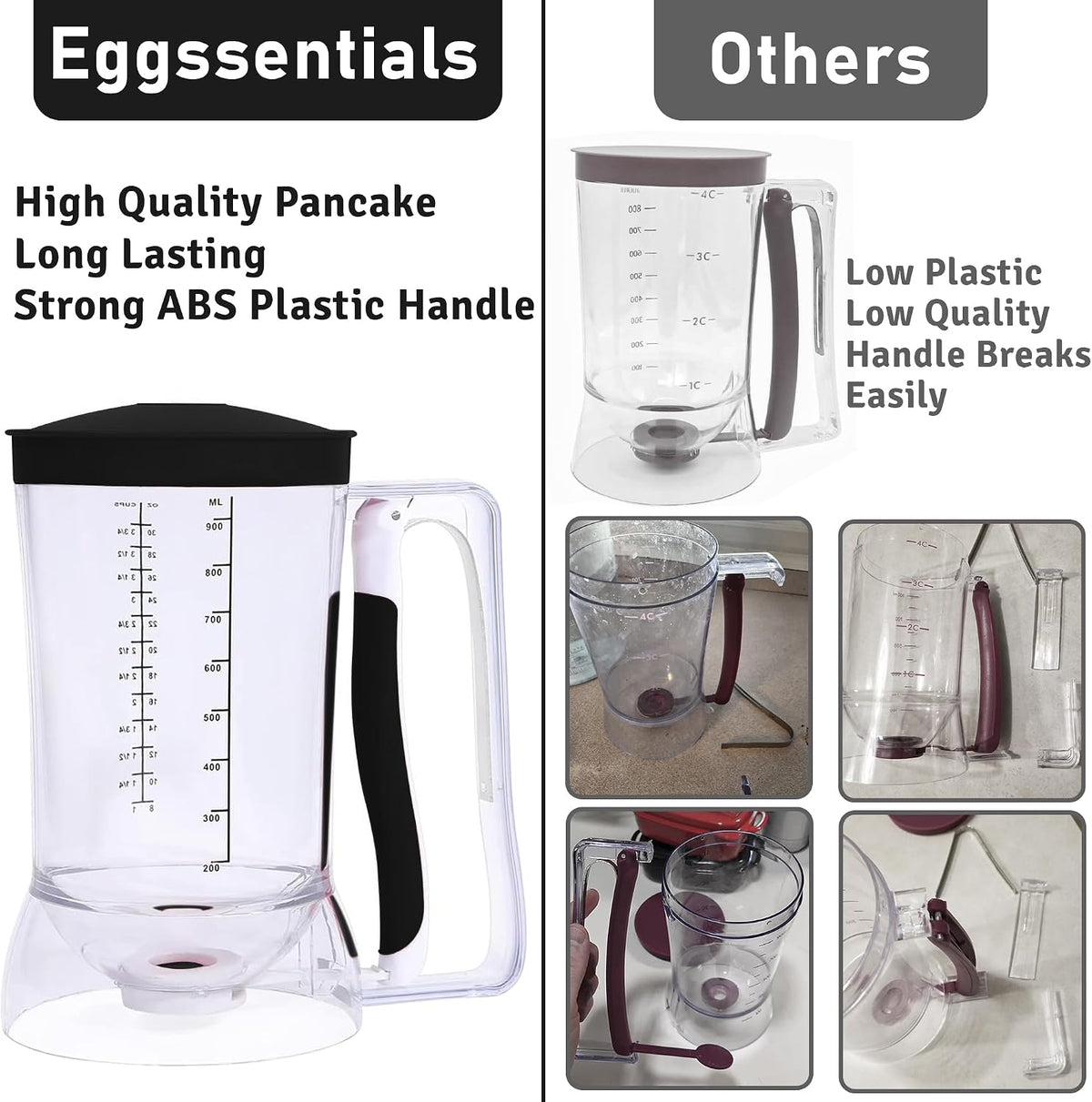 Eggssentials Pancake Batter Dispenser with Squeeze Handle Pancake Dispenser