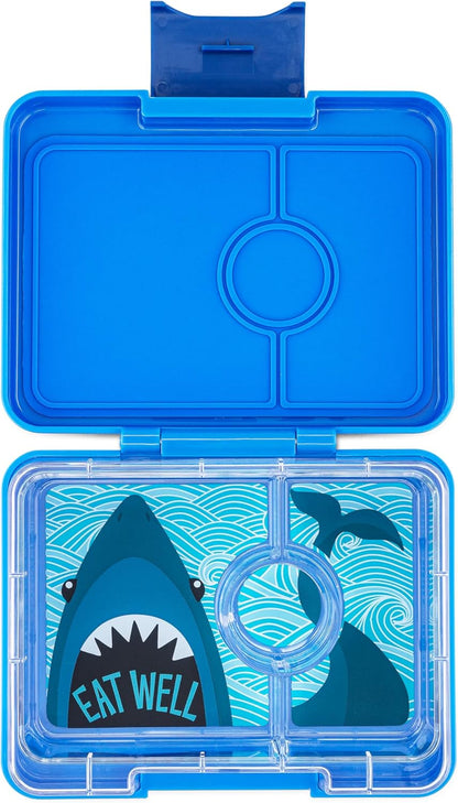 Yumbox Snack Box, 3 Compartments, Leakproof, Glitter Blue | Built-In Dip Well | Removable Compartment Tray | Easy-Open Single Latch | Lightweight & Compact | Perfect for Snacks & Sides