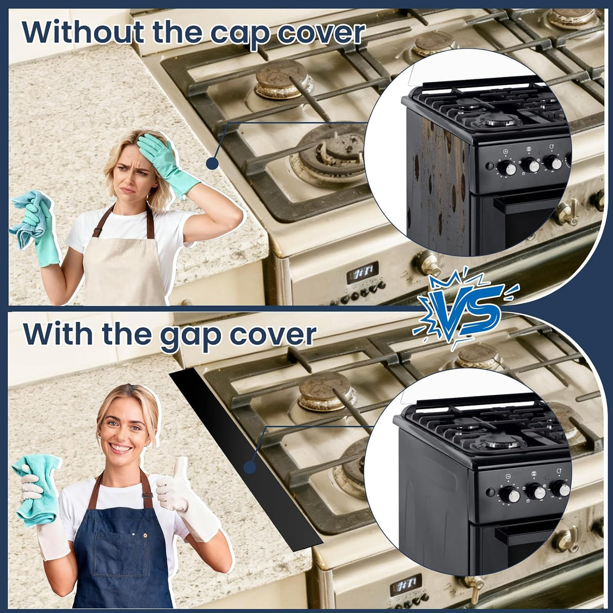 2PCS Kitchen Stove Counter Gap Covers Stainless Steel (13.8"-27.5" Silver)