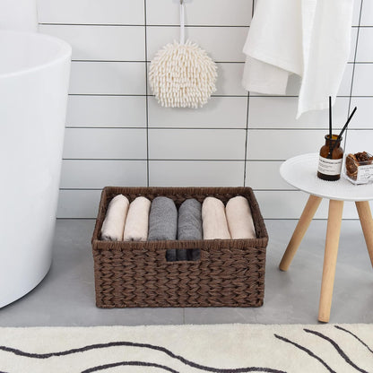 GRANNY SAYS Wicker Storage Baskets for Shelves, Water Hyacinth Basket with Scalloped Edge, Storage Wicker Baskets for Pantry, Large, 2-Pack