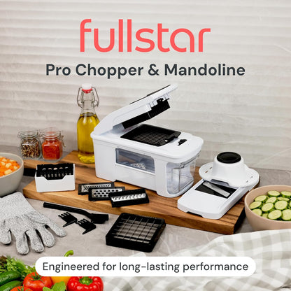 Fullstar XL Vegetable Chopper & Mandoline Slicer – Vegetable, Onion, Potato, Food, Veggie & Fruit Slicer, Dicer & Spiralizer with Pull-Out Catch Tray, Kitchen Gadgets & Gifts (6 in 1, Black/White)