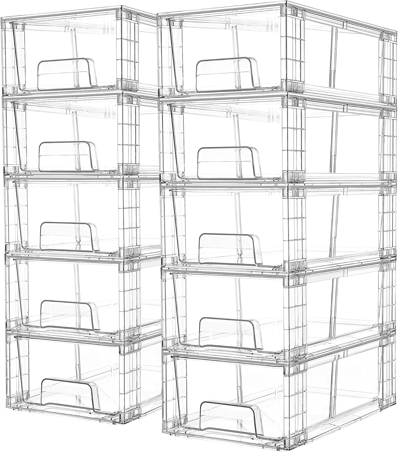 Vtopmart 4Pack Large Stackable Pantry Storage Drawers, Clear Organizer Bins with Handles, Acrylic Drawer Organizers for Kitchen, Pantry, Bathroom Undersink, Cabinet Organization and Storage
