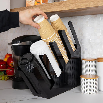 Mind Reader Cup and Lid Dispenser, Countertop Org, Coffee Bar, Beverage Cup, Kitchen, Breakroom, Black