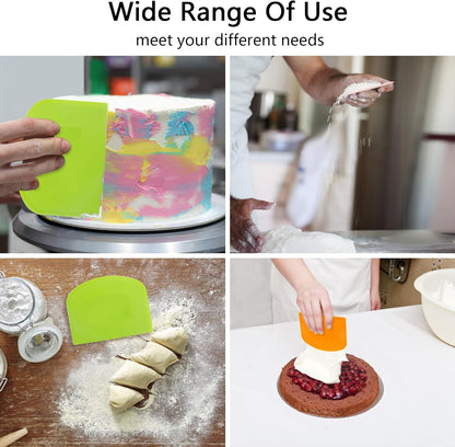 Dough Scraper 4 PCs PE Plastic Bench Scraper Flexible Bowl Scraper