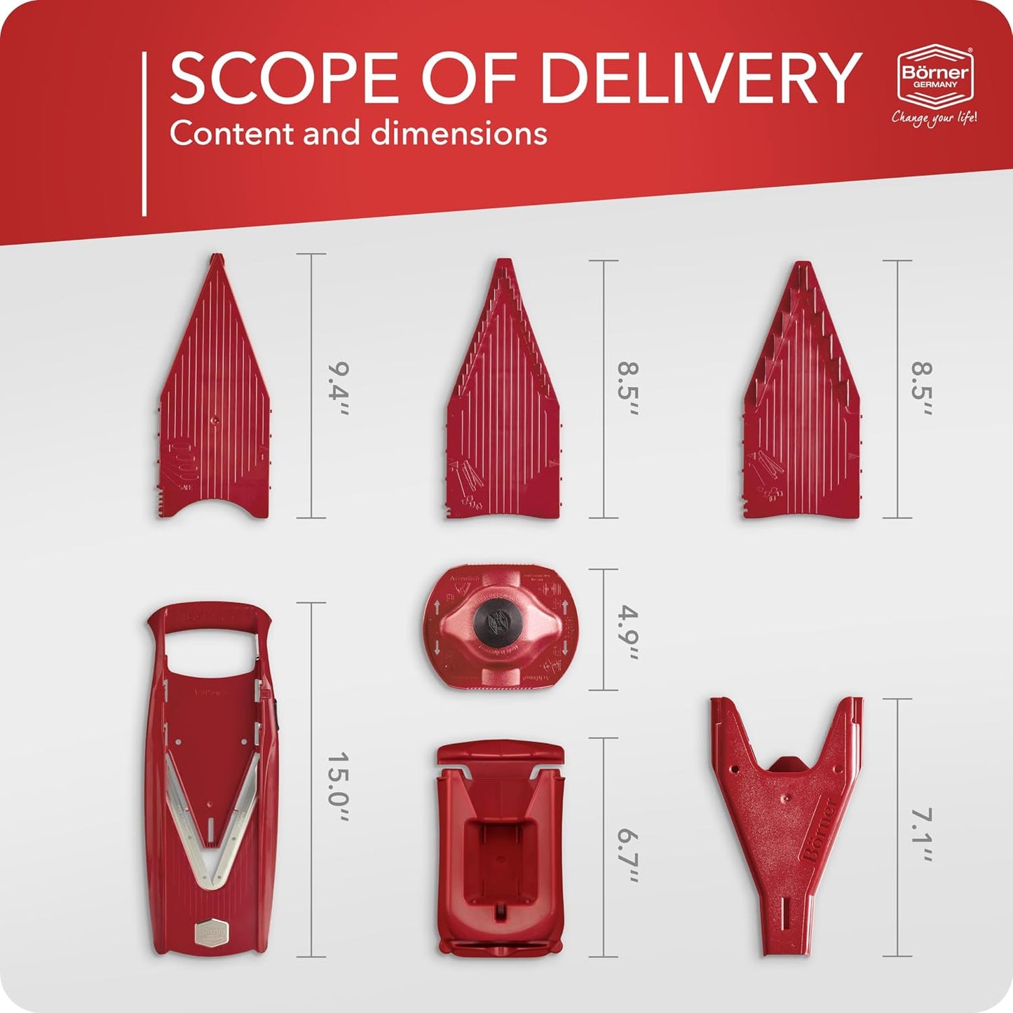 Börner Mandoline Slicer V5 (Basic Set) • Vegetable V-Slicer for Slices in 4 Thickness Settings • Stainless Steel V-Blade • Adjustable Kitchen Slicer for Vegetables & Fruits • Color: Green