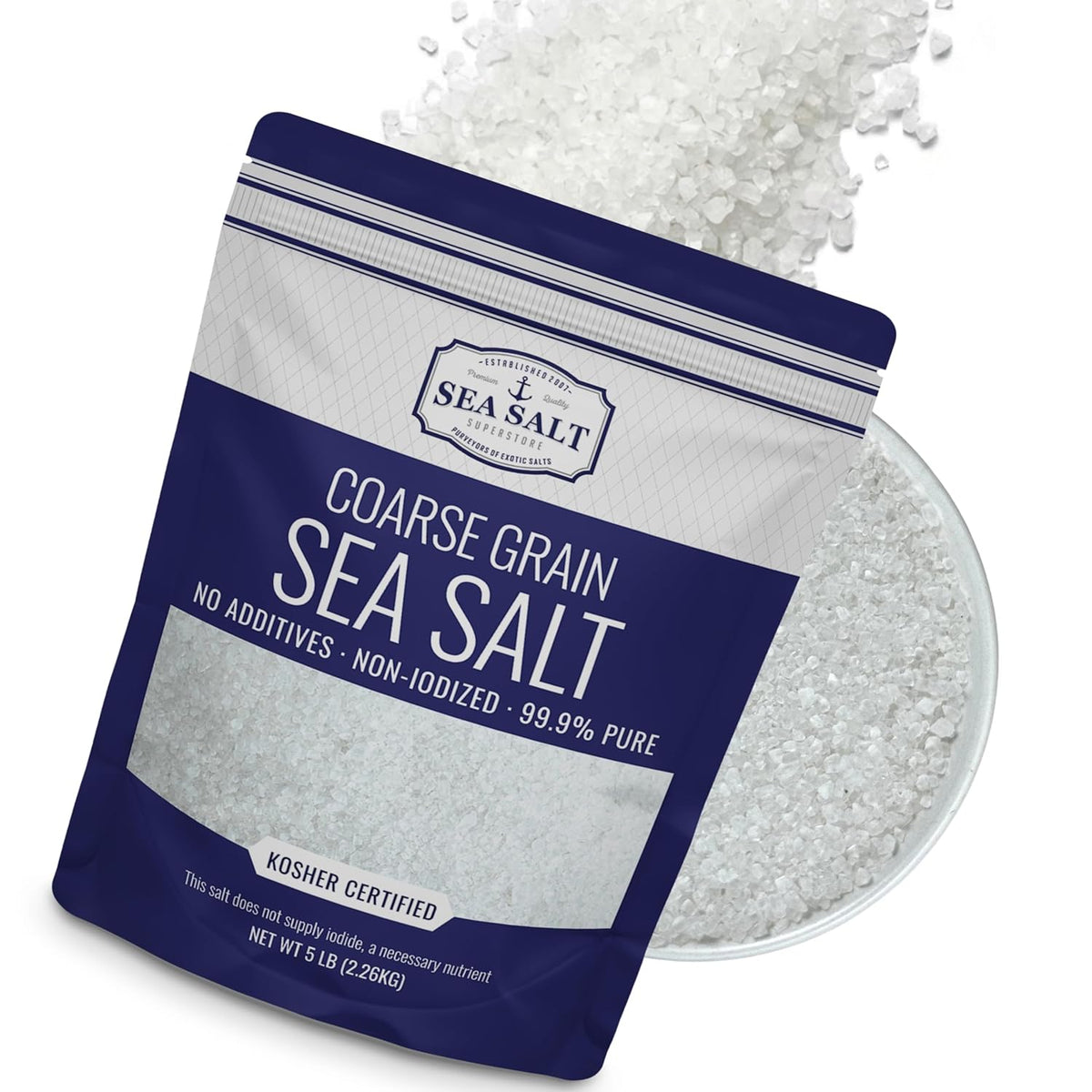Sea Salt Superstore Coarse Sea Salt for Grinder Refill, Non-Iodized, 14 oz