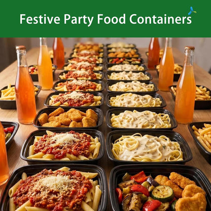 Meal Prep Containers, 50 Pack 58oz (100-Piece) Disposable Take Out Food Storage Containers with Leakproof Lids, Large Plastic To Go Lunch Boxes, BPA Free, Microwave/Dishwasher/Freezer Safe