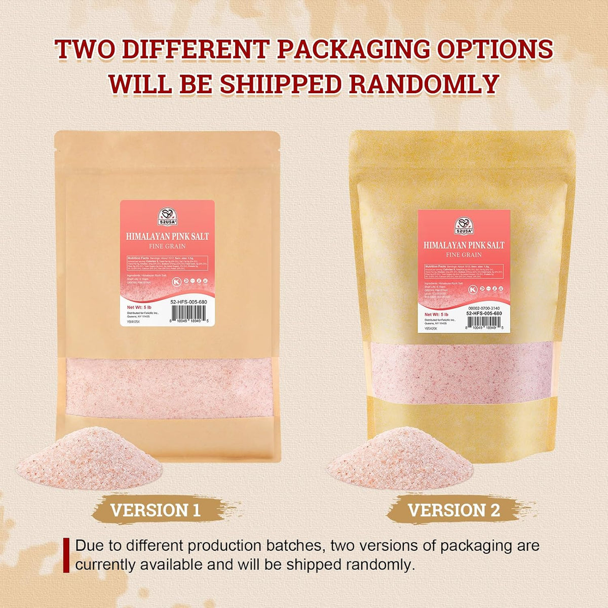 52USA Himalayan Pink Salt, Coarse Grain 1 lb, Salt for Grinder Refill