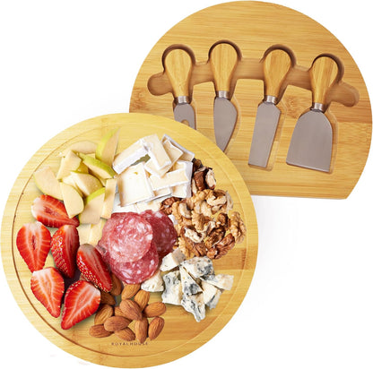 RoyalHouse Bamboo Cheese Board and Charcuterie Boards Set & Serving Tray for Meat, and Wine - Birthday Gifts for Women, Wedding Gift for Couples 2025, Bridal Shower, Housewarming Gift New Home