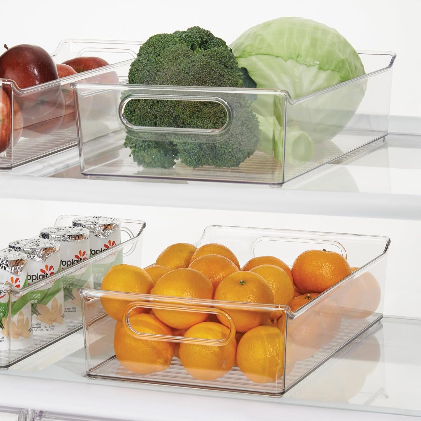 iDesign Stackable Storage Bin with Handles for Pantry or Fridge, Clear, Made in USA