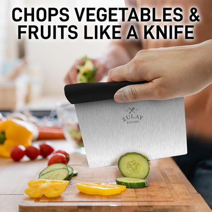 Zulay Premium Multi-purpose Stainless Steel Bench Scraper & Chopper, Easy to Read Etched Markings for Perfect Cuts, Quick & Easy Multi-use Dough Scraper, Dough Cutter & Pastry Scraper (Black)