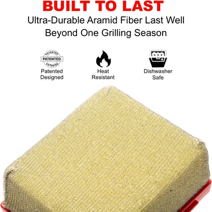 BBQ Grill Cleaner Brush, EEFINITE Steam Grill Brush for Outdoor Grilling with Replacement Scrub Sponge + Superior Scraper, Safe No Wire Bristle Barbecue Scrubber Brush for Grills Cleaning Tool
