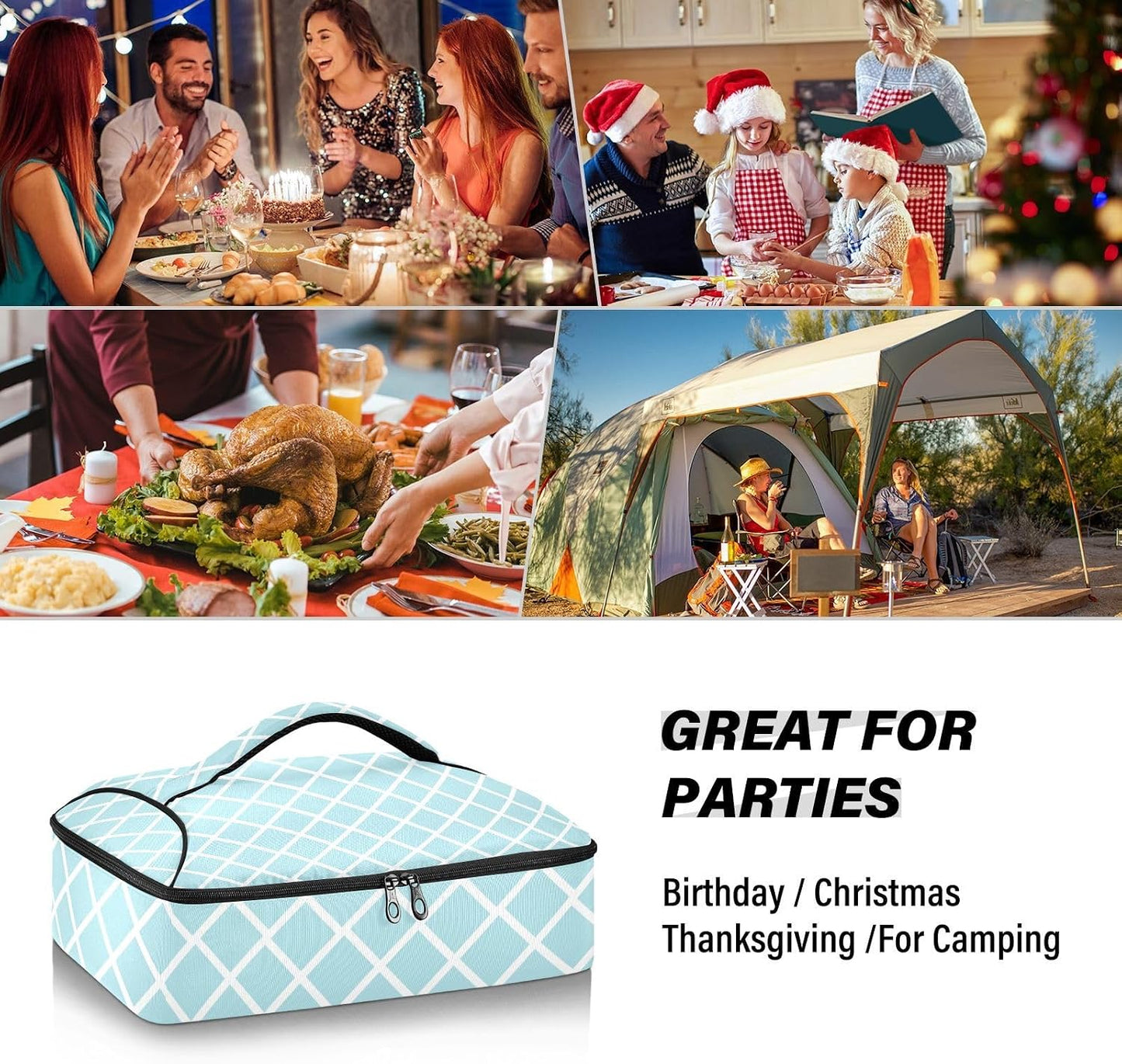 Casserole Carriers for Hot or Cold Food Reusable Casserole Dish Carrier Insulated Thermal Large Capacity Durable Perfect for Party Camping Family Gatherings Yellow Fish - Colors A