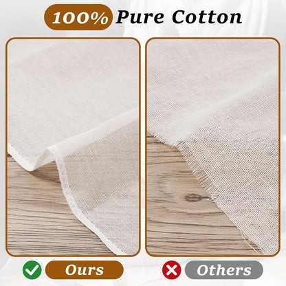 Reusable Cheese Cloths, Organic Cotton Cheese Cloths 20x20 inches, Suitable For Filtering, With Edges, Cheese-Making, Juicing, Baking and Turkey Cooking.