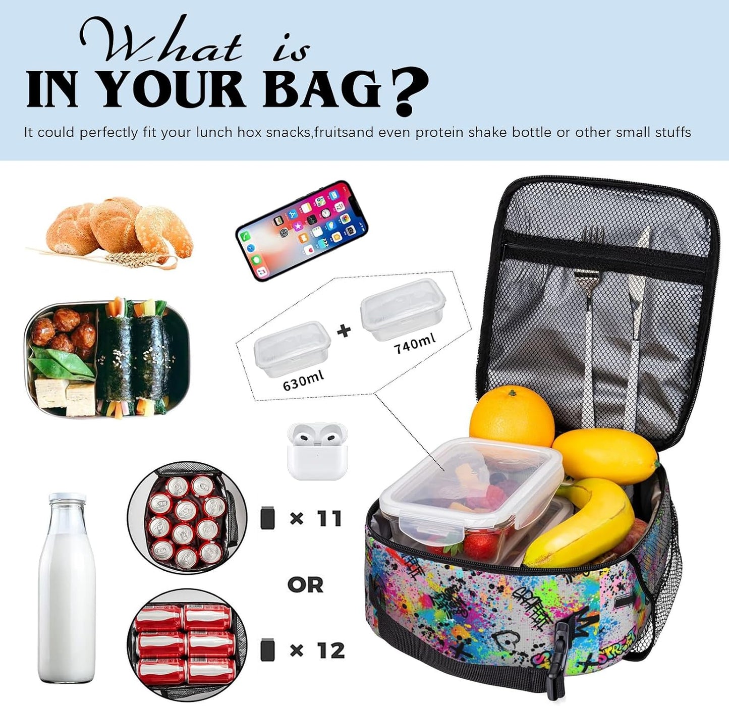 Boys Lunch Box for School Insulated Football Lunch Bag for Kid Boys Girls Teen Bento Boxes to School Office Picnic Travel Hiking Lunchbag Waterproof Leakproof with Adjustable Shoulder Strap