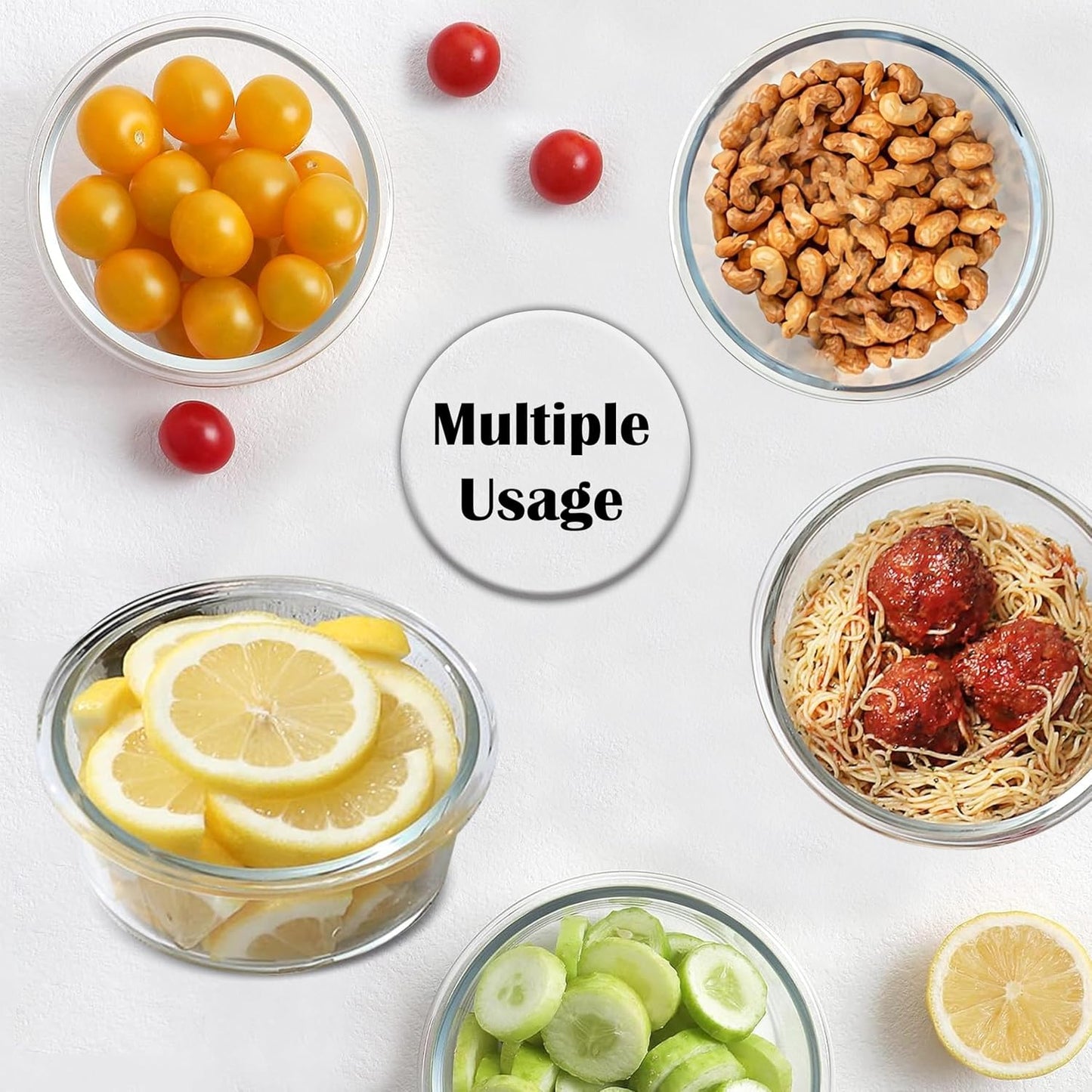 ARSUK 4Oz Glass Food Storage Containers with Snap-On BPA-Free Lids 12 Pack - Small Glass Jars for Sauce, Spices, Meal Prep - Reusable & Dishwasher Microwave Fridge Freezer Safe