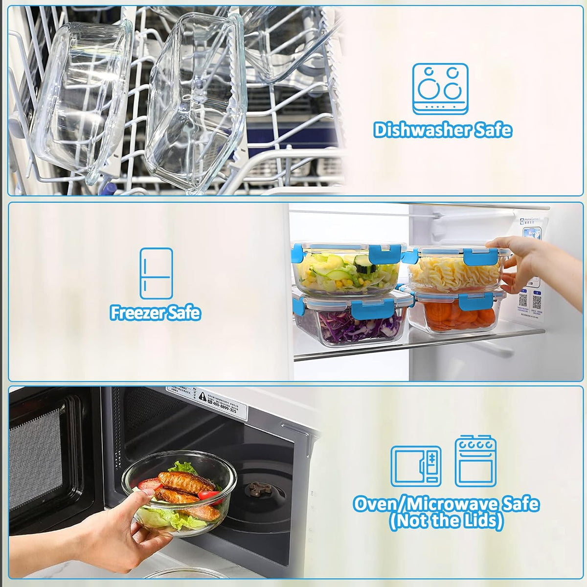 M MCIRCO 24-Piece Glass Food Storage Containers with Upgraded Snap Locking Lids,Glass Meal Prep Containers Set - Airtight Lunch Containers, Microwave, Oven, Freezer and Dishwasher