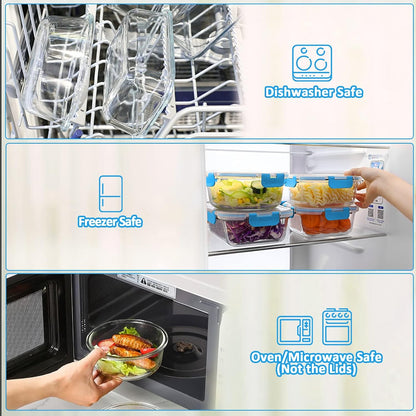 M MCIRCO 24-Piece Glass Food Storage Containers with Upgraded Snap Locking Lids,Glass Meal Prep Containers Set - Airtight Lunch Containers, Microwave, Oven, Freezer and Dishwasher