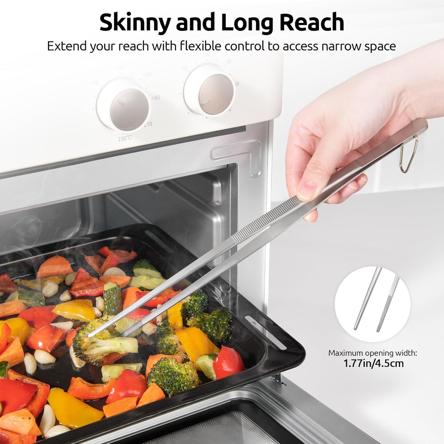U-Taste 8"+10"+12" Kitchen Cooking Tweezer: 18/8 Stainless Steel Food-Grade Metal Food Tong, Flexible Pinching, Seamless-Welding and Sturdy for Serving Grilling Frying, Plating, Feeding (Pointed Tip)