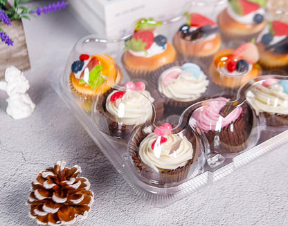 NPLUX 12 Count Cupcake Containers 12 Pack Clear Plastic Cupcake Boxes