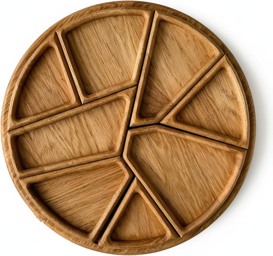 Decorative Wooden Puzzle Serving Tray, Entertainment Platter for Food and Drinks, Unique Fun Design(11.8in*11.8in)