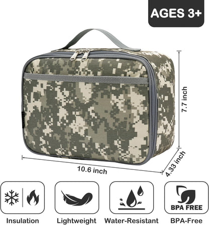 FlowFly Kids Lunch box Insulated Soft Bag Mini Cooler Back to School Thermal Meal Tote Kit for Girls, Boys, Astronaut - Colors A