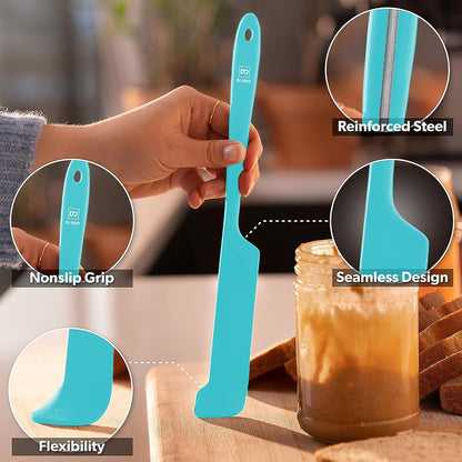 DI ORO Silicone Jar Spatula Set - 600F Heat Resistant, 5-Pc Red
