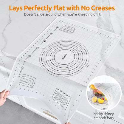 U-Taste Silicone Pastry Mat, Dough Rolling Baking Sheet, 28x20"/Transparent