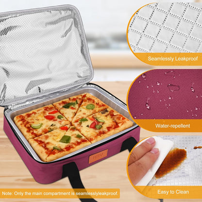 BBV Insulated Casserole Carrier for Hot or Cold Food, Food Warmer Bag Fits 9"x13" Baking Dish, Durable Nylon Leak Proof Food Containers for Travel, Potluck, Parties, Picnic, Cookouts (Beige)