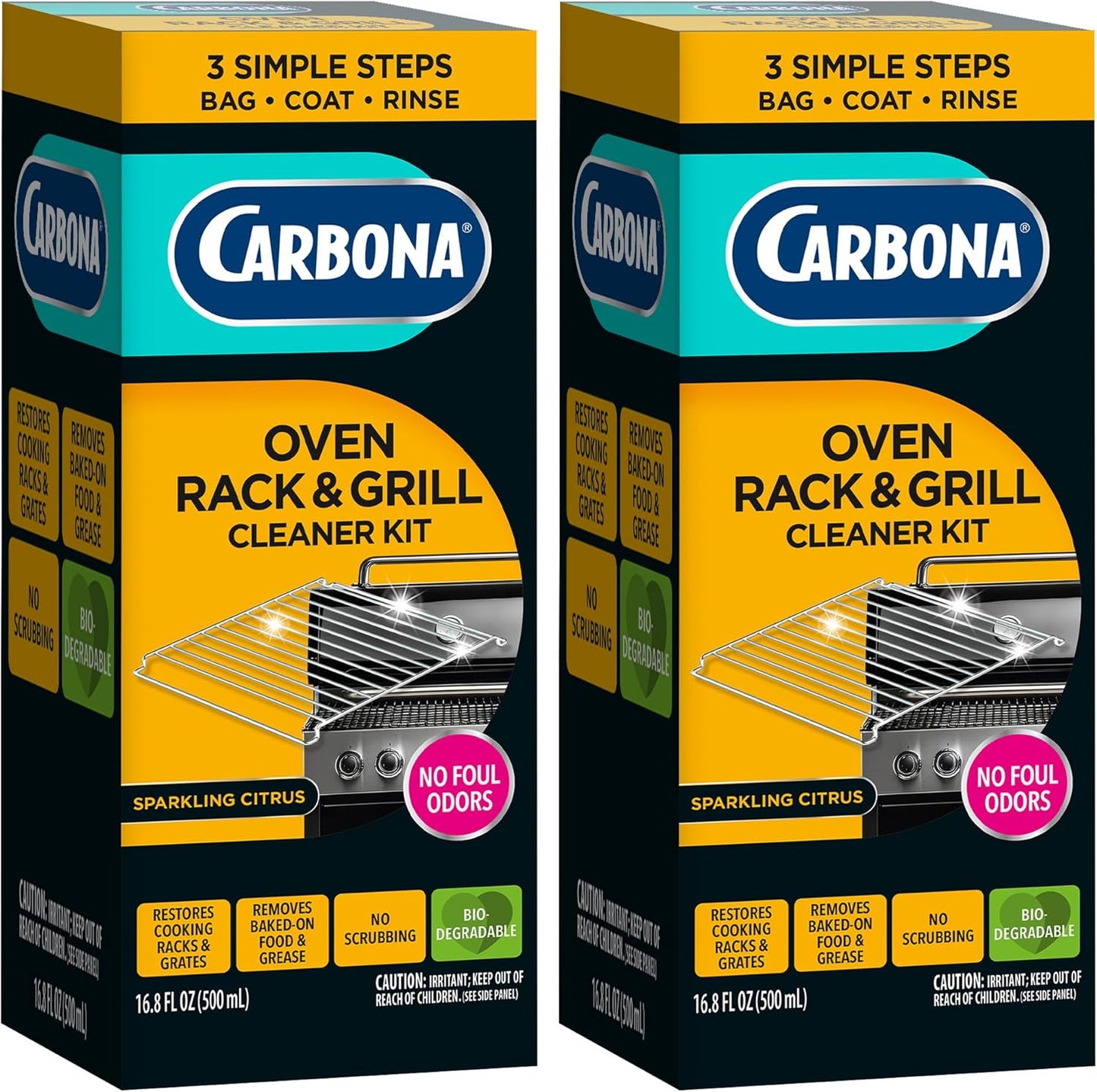 Carbona Oven Rack & Grill Cleaner | Eliminates Thick Grease & Build-Up | Griddle & BBQ Cleaning Solution | 16.8 Fl Oz, 2 Pack