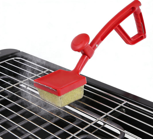 GASPRO Steam Grill Brush Bristle Free for Outdoor Grill, BBQ Grill Cleaning Brush with Replaceable Scrub Sponge Head & Scraper, Ergonomic Handle, Safe for Stainless Steel, Cast Iron & Porcelain Grate