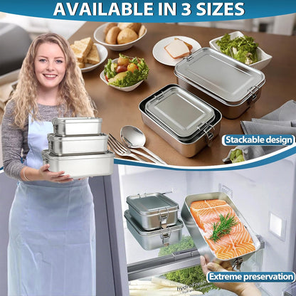 Stainless Steel Lunch Container 2 Pack 304 stainless Steel Bento Box Kids Adult(29oz/19oz),Leak Proof Stainless Steel Snack Containers With 1 Compartment and Lunch Bag